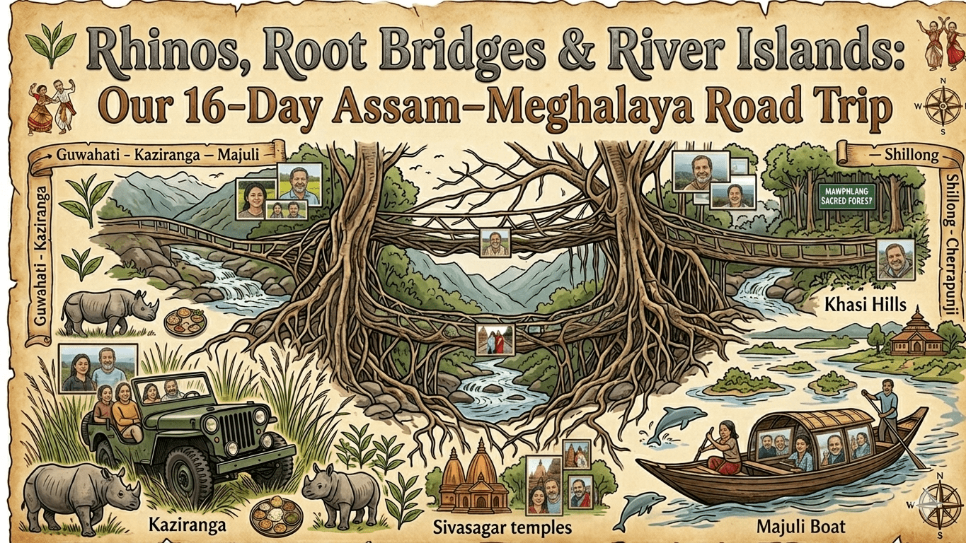 Rhinos, Root Bridges & River Islands: Our 16-Day Assam–Meghalaya Road Trip